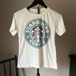 Starbucks White Logo Tee - Size Small